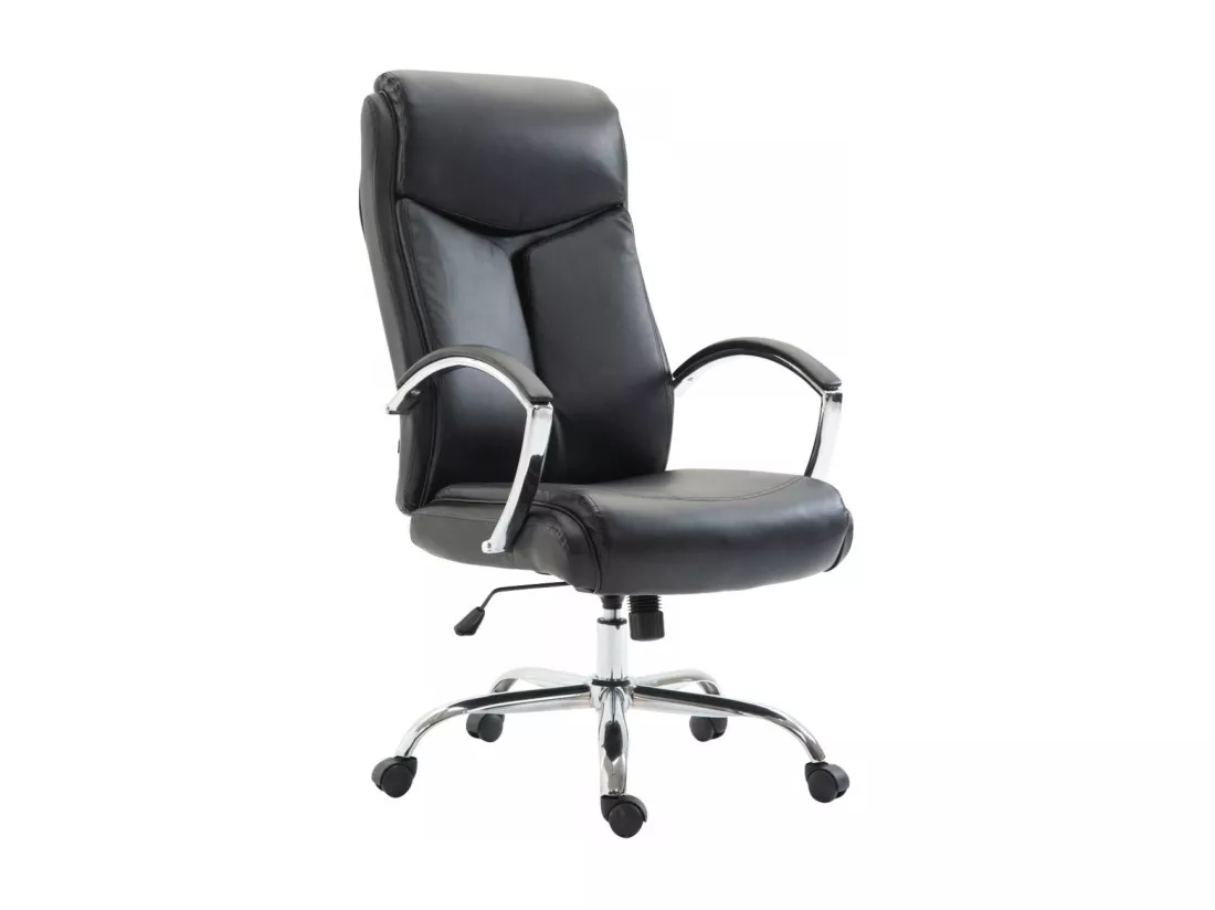 Chaise de bureau - Similicuir & Métal chromé - Noir - XL Vaud