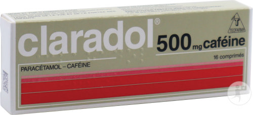 Claradol 500mg Caféine Paracétamol 16 Comprimés