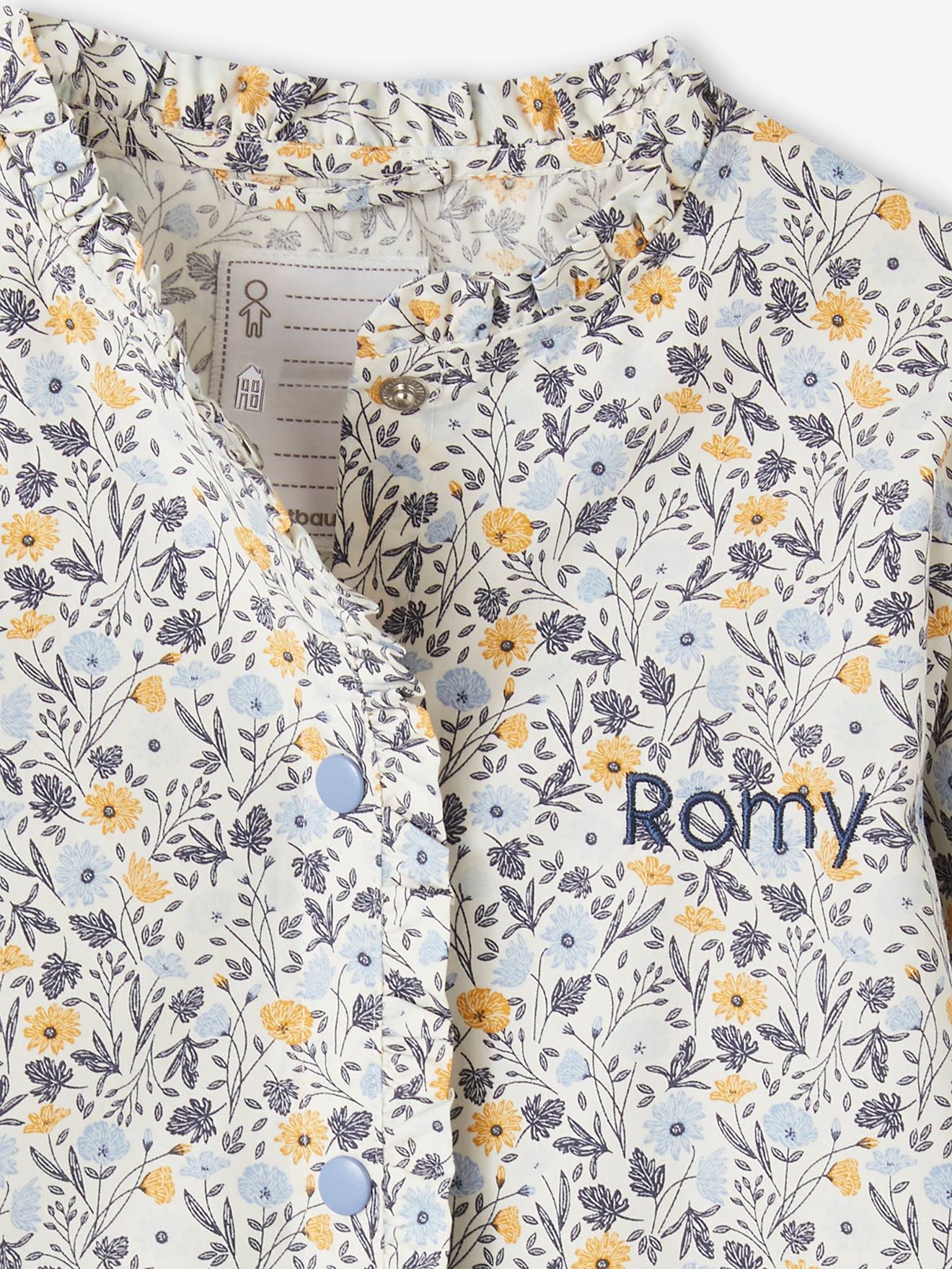 Vestido infantil para menina com flores, azul