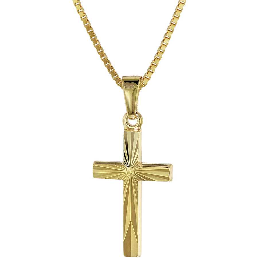 trendor Kreuz für Kinder Gold 3338 Karat 18 mm + goldplattierte Kette gold