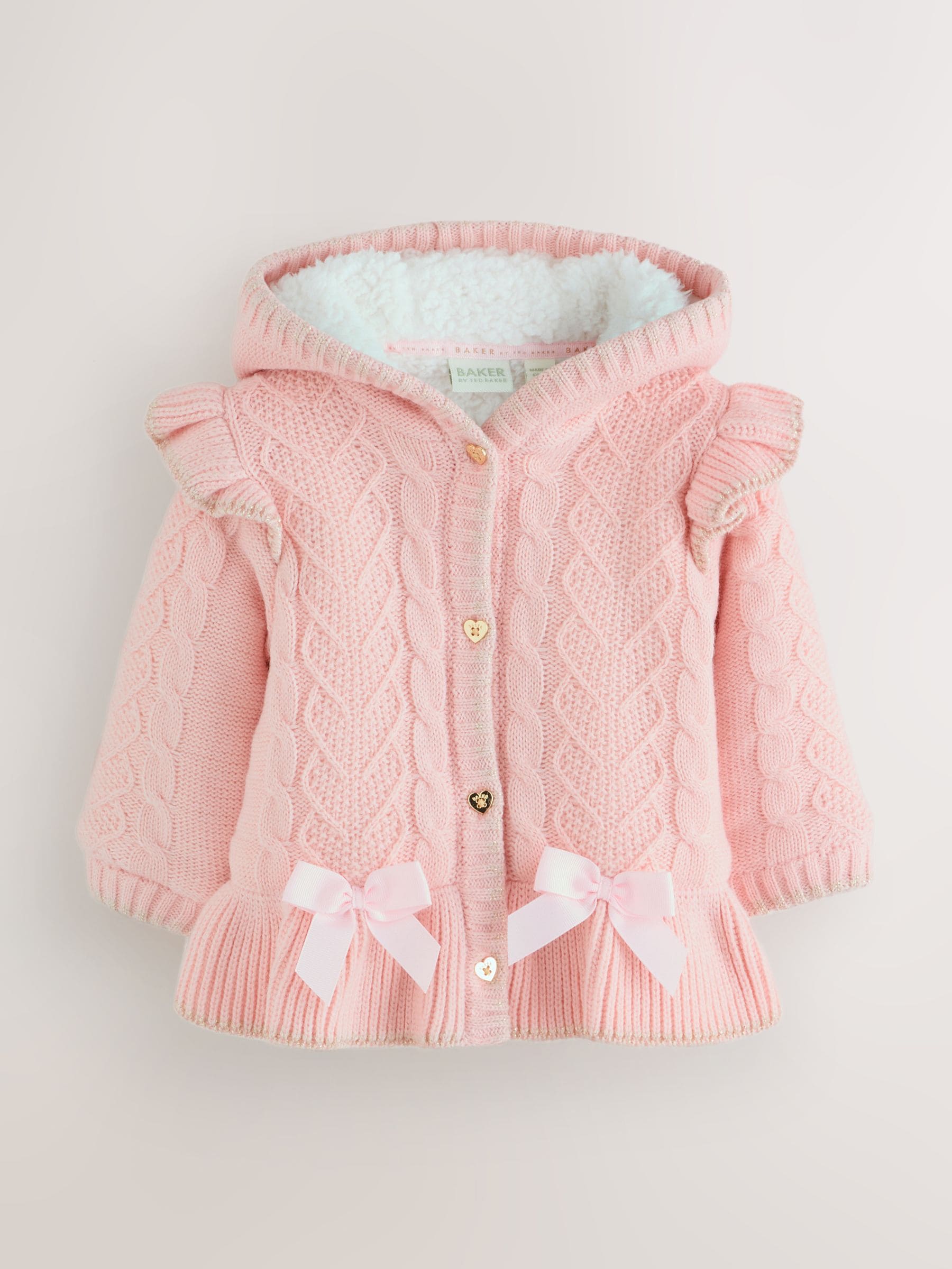 Roze - Baker by Ted Baker gebreide vestjas met strikdetail