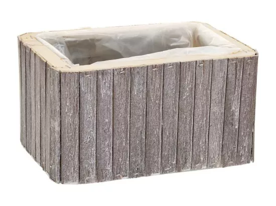 Panier rectangulaire en bois gris 20.5x14.5x11h