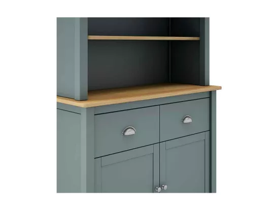Vaisselier 4 portes et 2 tiroirs Vert de Gris/Bois - VOLCAN