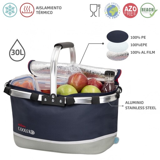 Cesta térmica dobrável para piquenique, 30 litros, Aktive Cooler