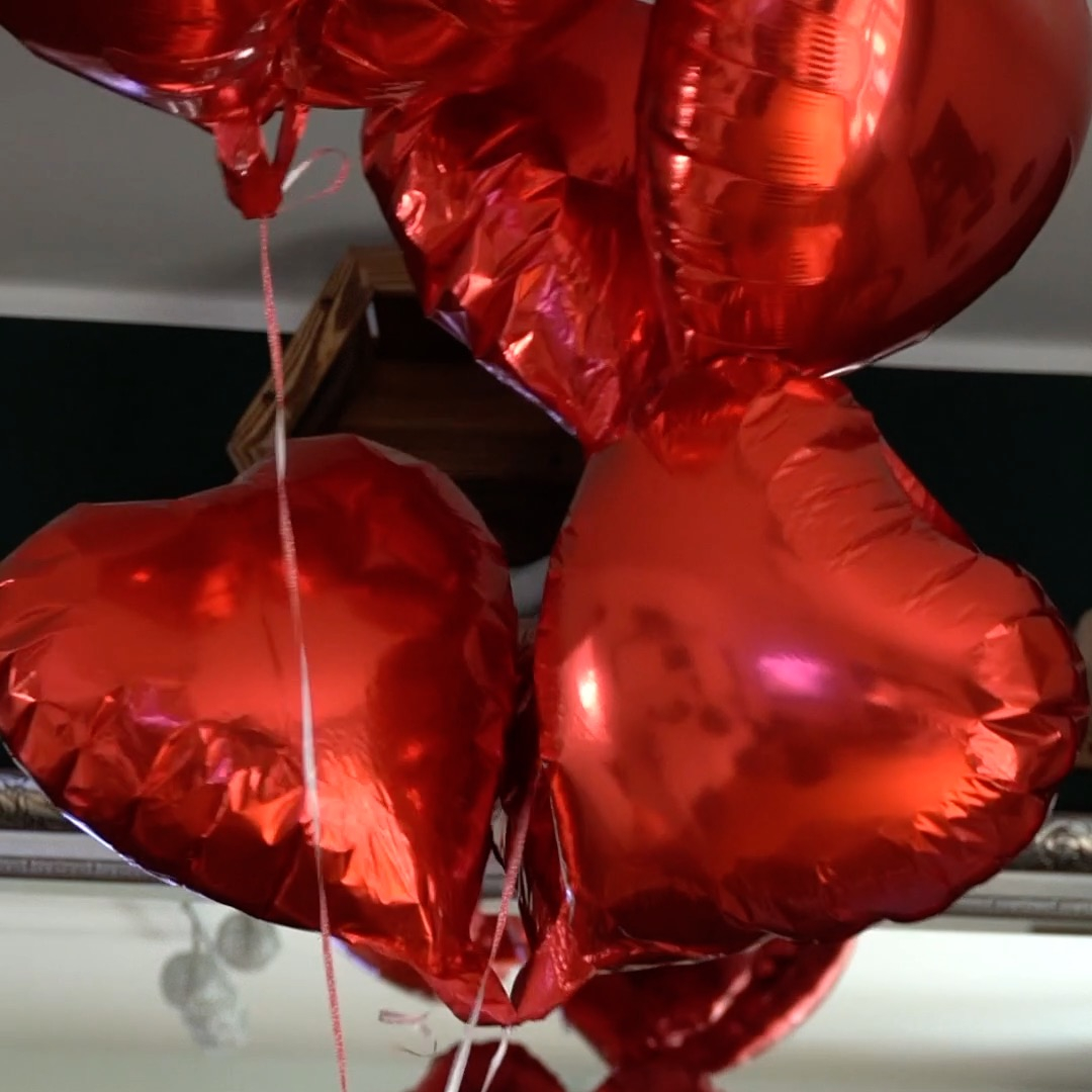 (10er Set) 41x45cm 3D Herz Party Folien Ballon Deko Luftballon für Valentinstag / Hochzeit / Muttertag - Gold