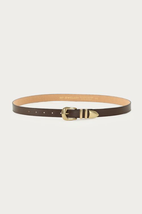 Donkerbruine leren riem