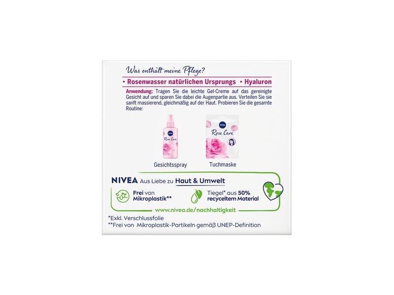 NIVEA Tagescrème Rosenwasser 50 ml Gel-Creme für eine zarte Haut und einen strahlenden Teint