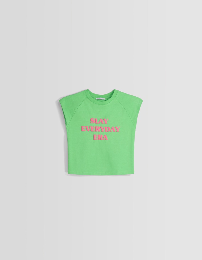 Camiseta de manga curta com estampa de efeito desbotado