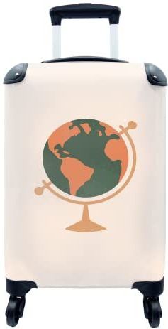MuchoWow® Koffer - Wereldbol - Pastel - Oranje - Past binnen 55x40x20 cm en 55x35x25 cm - Handbagage - Trolley - Fotokoffer - Cabin Size - Print