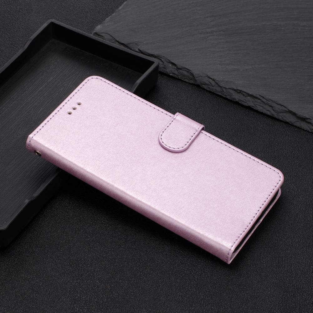 iPhone 15 Leder Tasche Flipcover Wallet mit Kartenfächern - Rosa