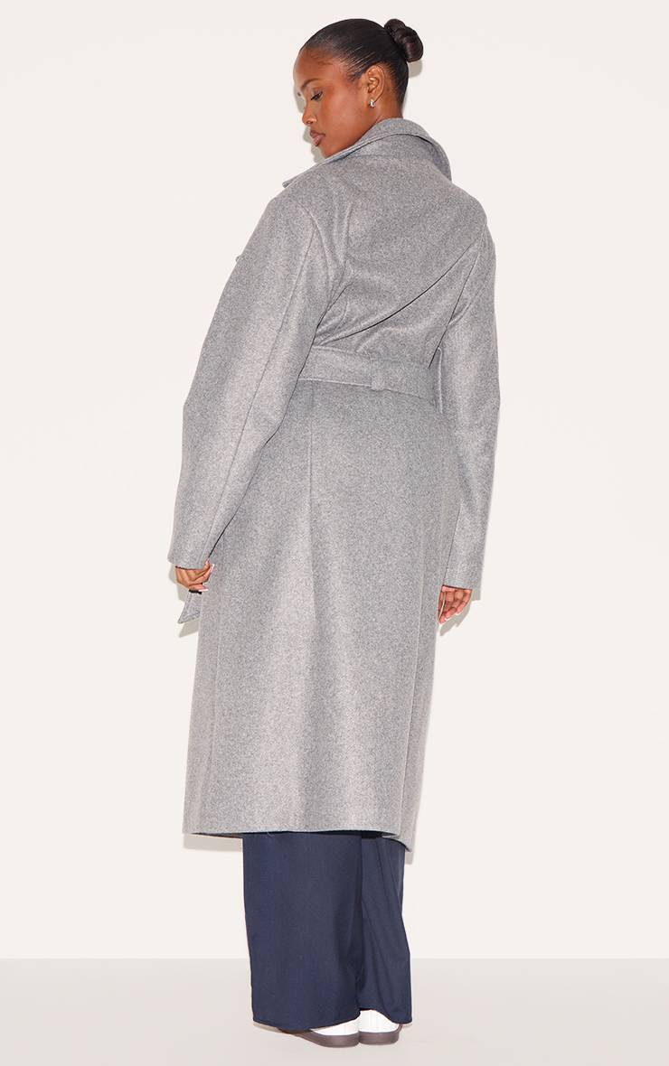 Gris Trench-coat Oversize Effet Laine