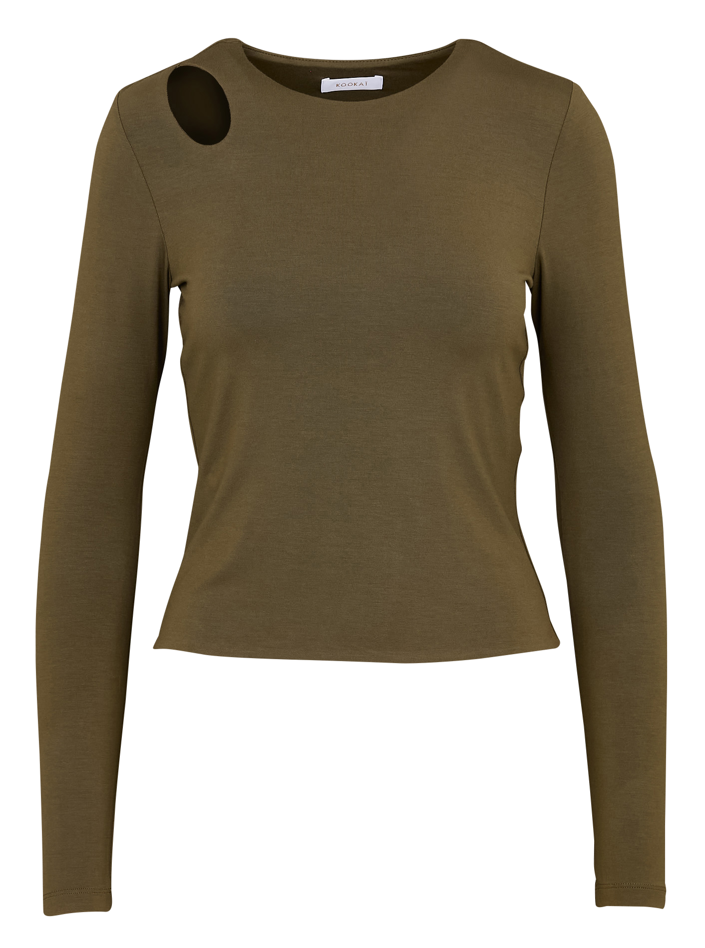 CATHY - Tee-shirt moulant col rond| Kaki