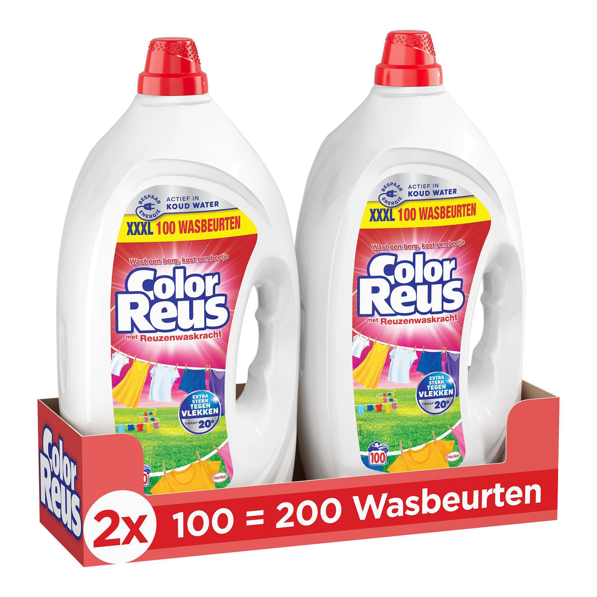 Witte Reus Gel - vloeibaar wasmiddel - gekleurde was - voordeelverpakking - 2 x 100 wasbeurten - 200 wasbeurten