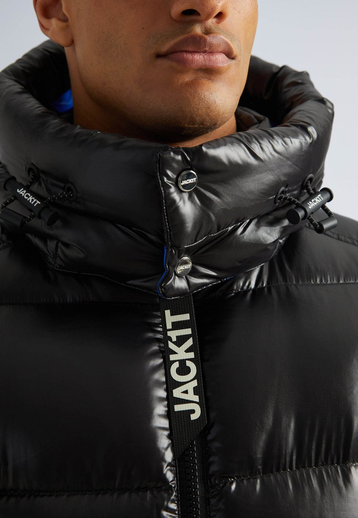 EZ Puffer Slick Hood Herre Black/Glacier Blue