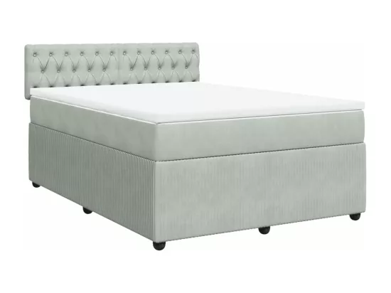 Sommier à lattes de lit et matelas Gris clair 140x190cm Velours