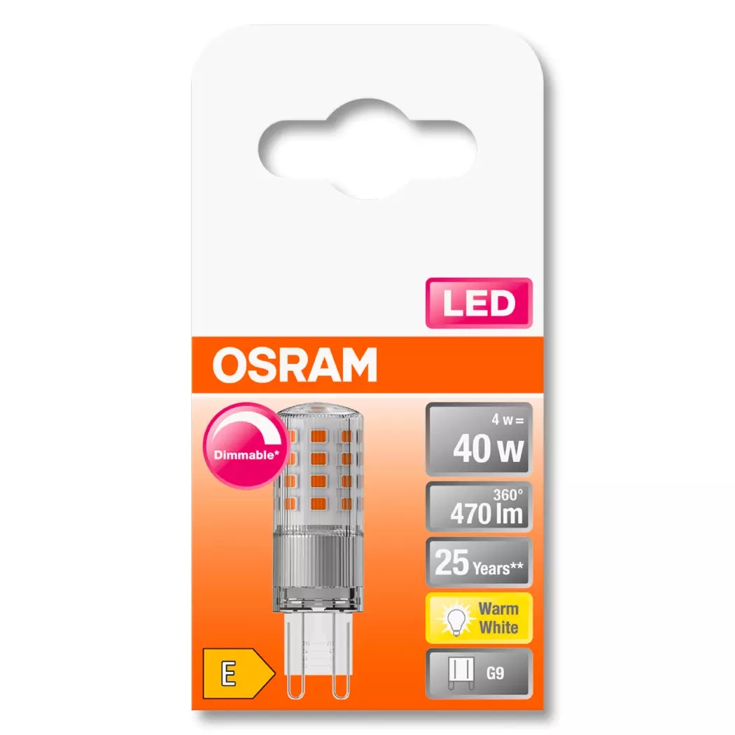 LED Stiftsockellampe G9/ 4,4 Watt/ Energie E