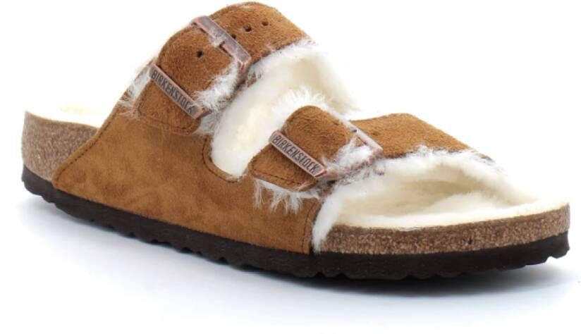 Birkenstock Arizona Shearling Slippers Mink Regular fit | Bruin | Suède
