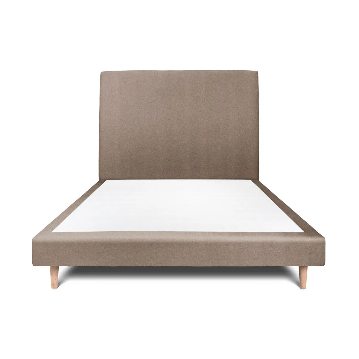 Sommeil de plomb Lit 140x190cm - Tête de lit tapissier velours - Sommier tapissier taupe