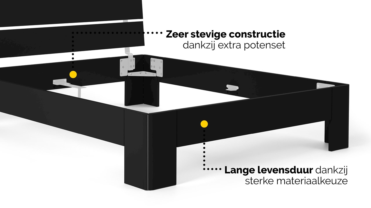 Bed Fresh met hoofdbord zwart