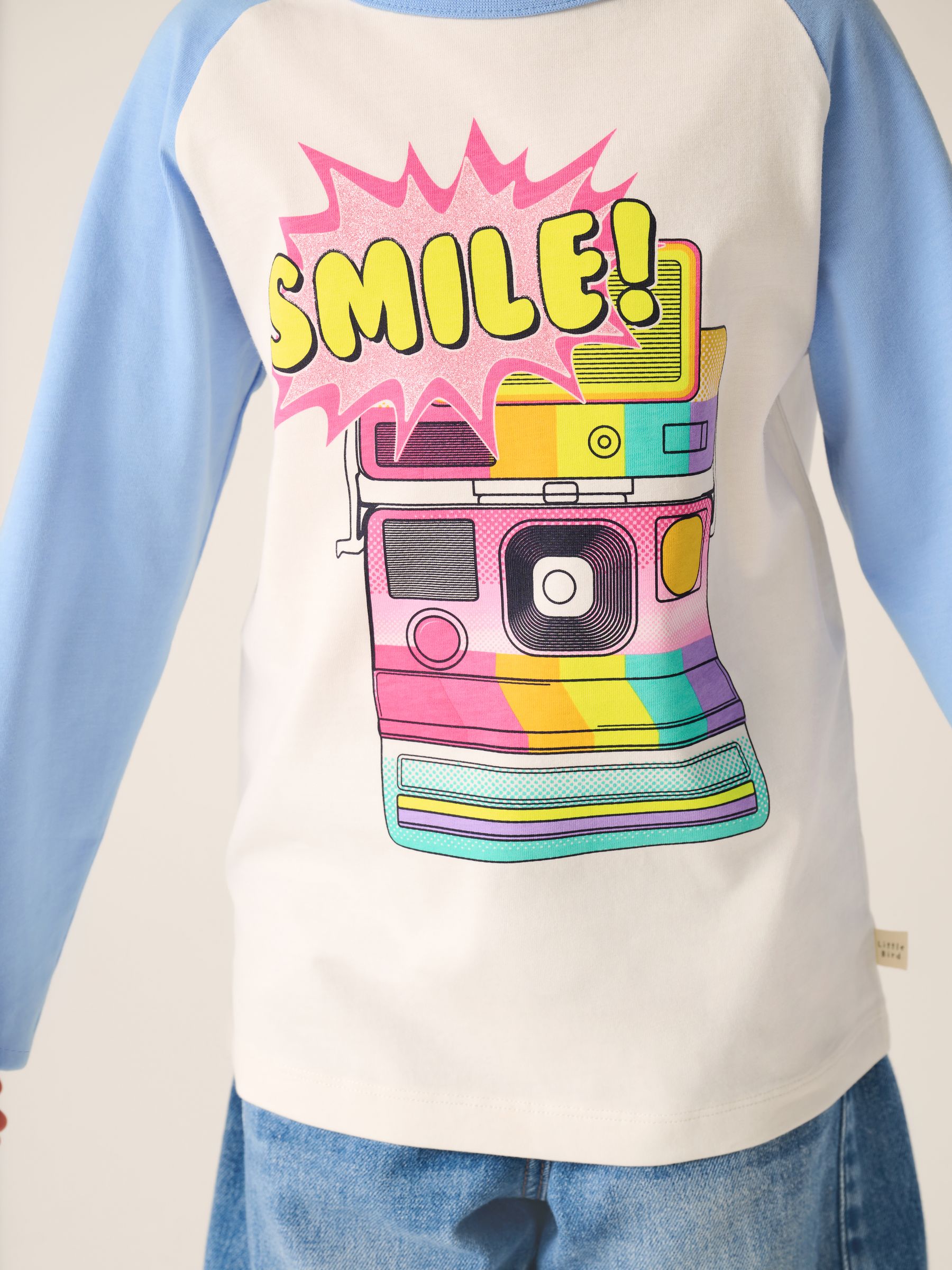 Little Bird by Jools Oliver Raglan T-shirt met regenboog en lange mouwen