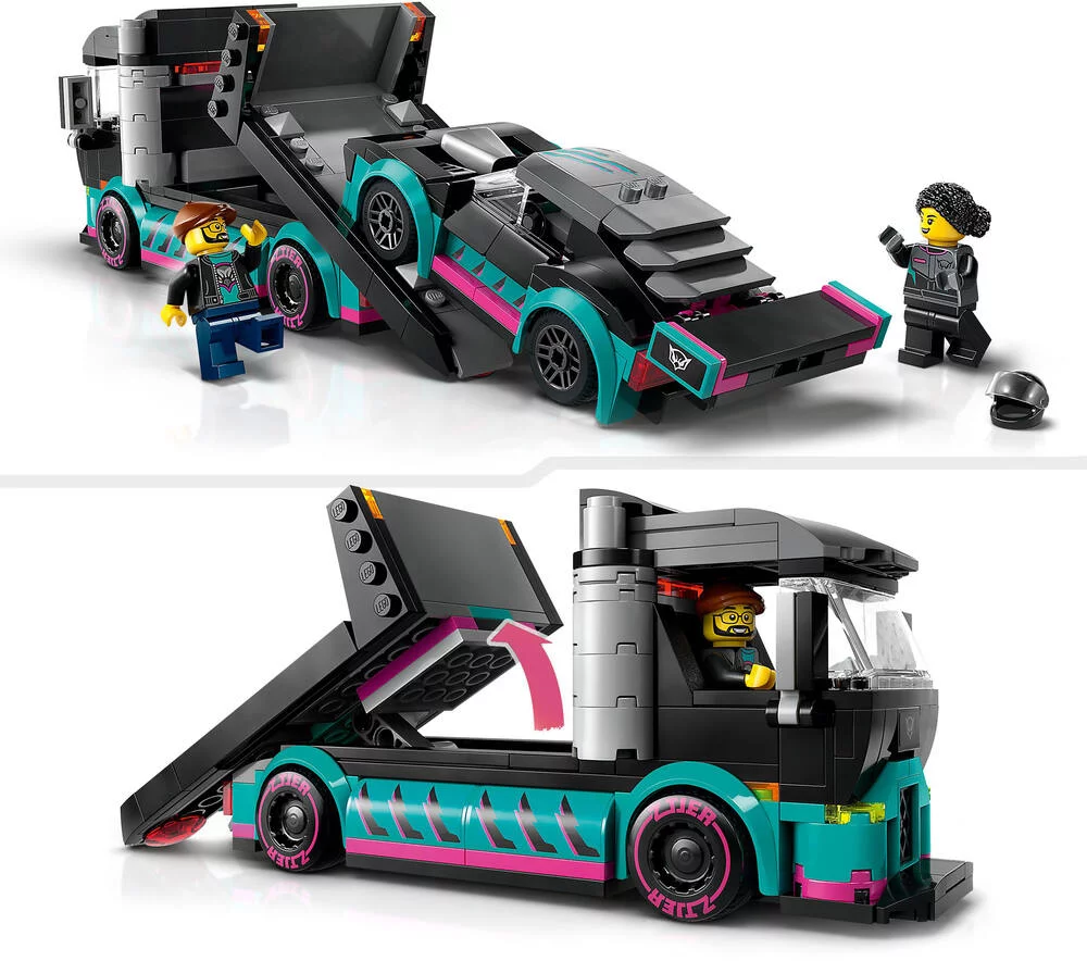 LEGO®CITY 60406 - LA VOITURE DE COURSE ET LE CAMION DE TRANSPORT DE VOITURES