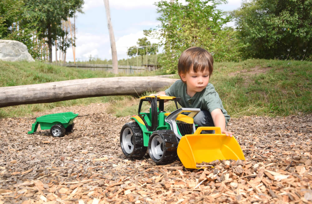Simm Starke Riesen Traktor mit Schaufel und Anhänger, Schauk