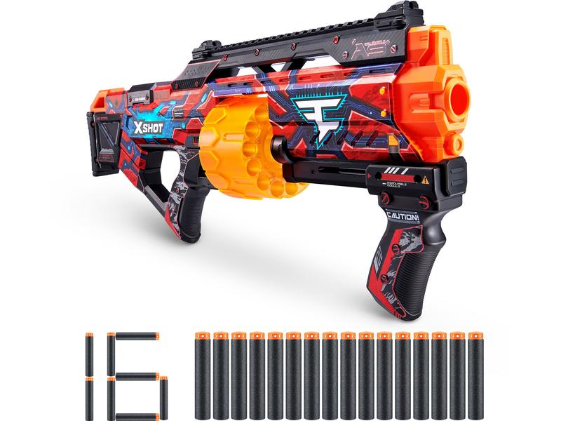X-Shot X-Shot Skins Last Stand Faze mit 16 Darts Dart-Blaster mit Schaumstoff-Darts