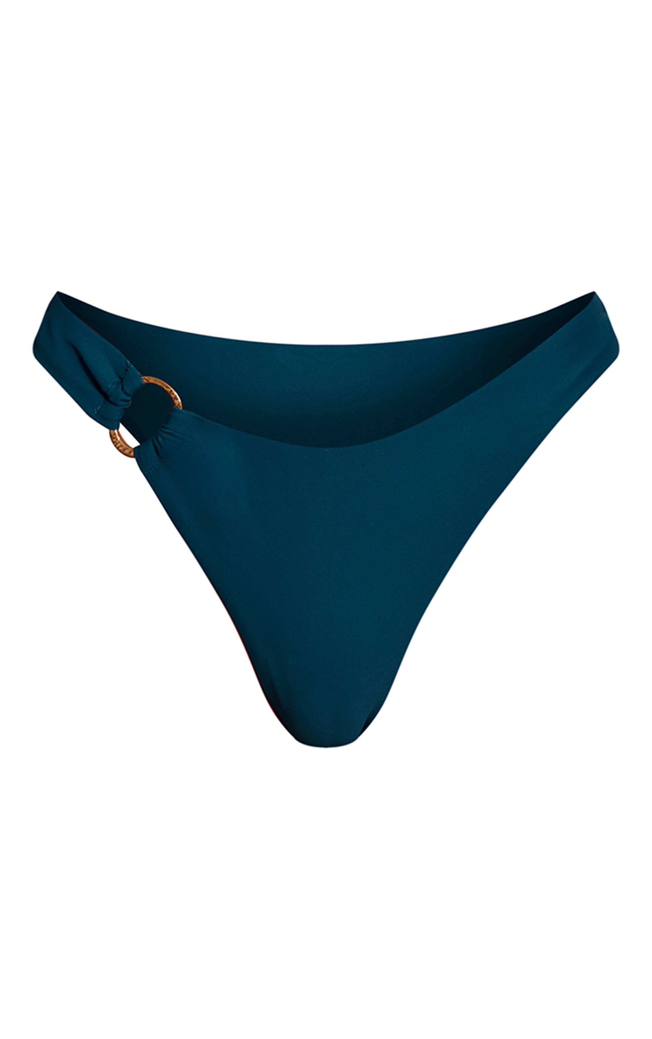 Vert Turquoise Bas De Bikini Tanga Turquoise À Anneau Doré
