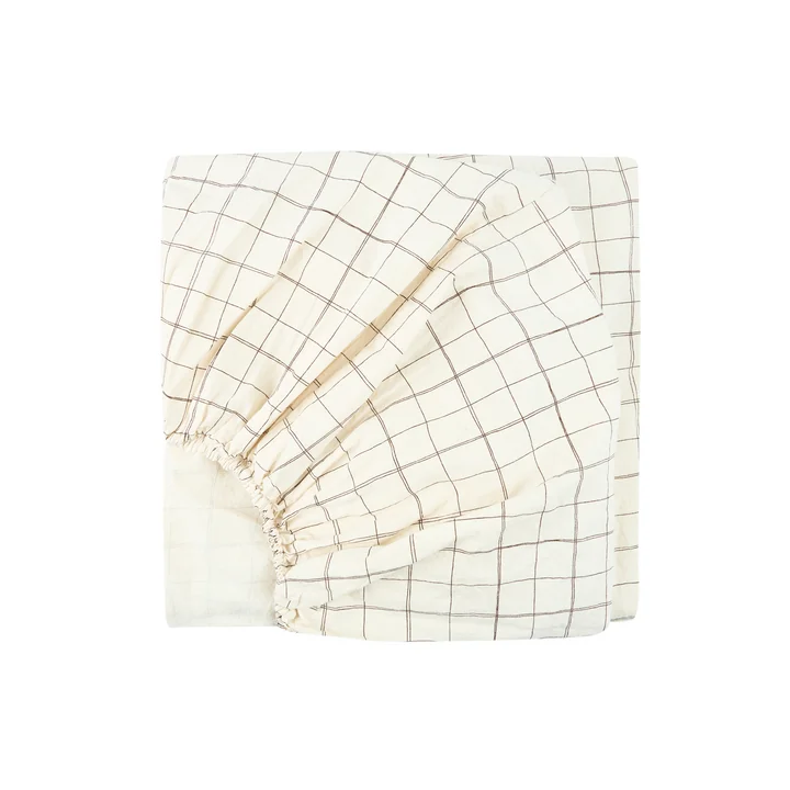 Nobodinoz - L1N0 Baby Bettlaken, 70 x 100 cm, natural grid