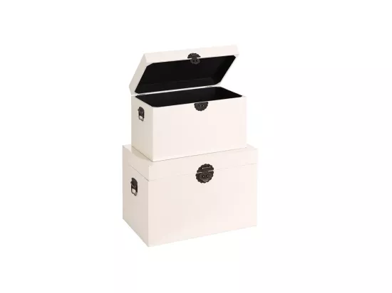 Duo de coffres Blancs Meuble Chinois - PEKIN
