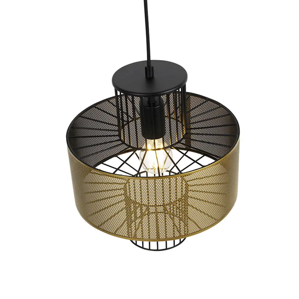 Qazqa hanglampen tess goudkleurig e27