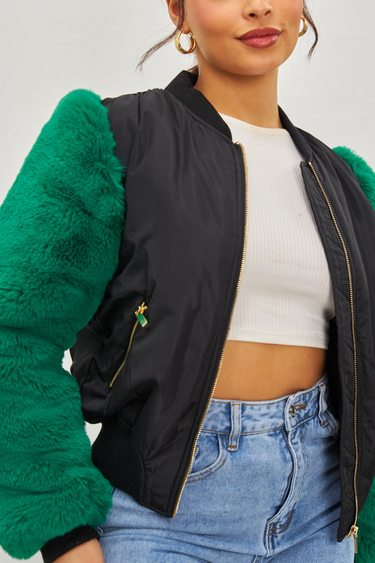 Bomber manches en fourrure