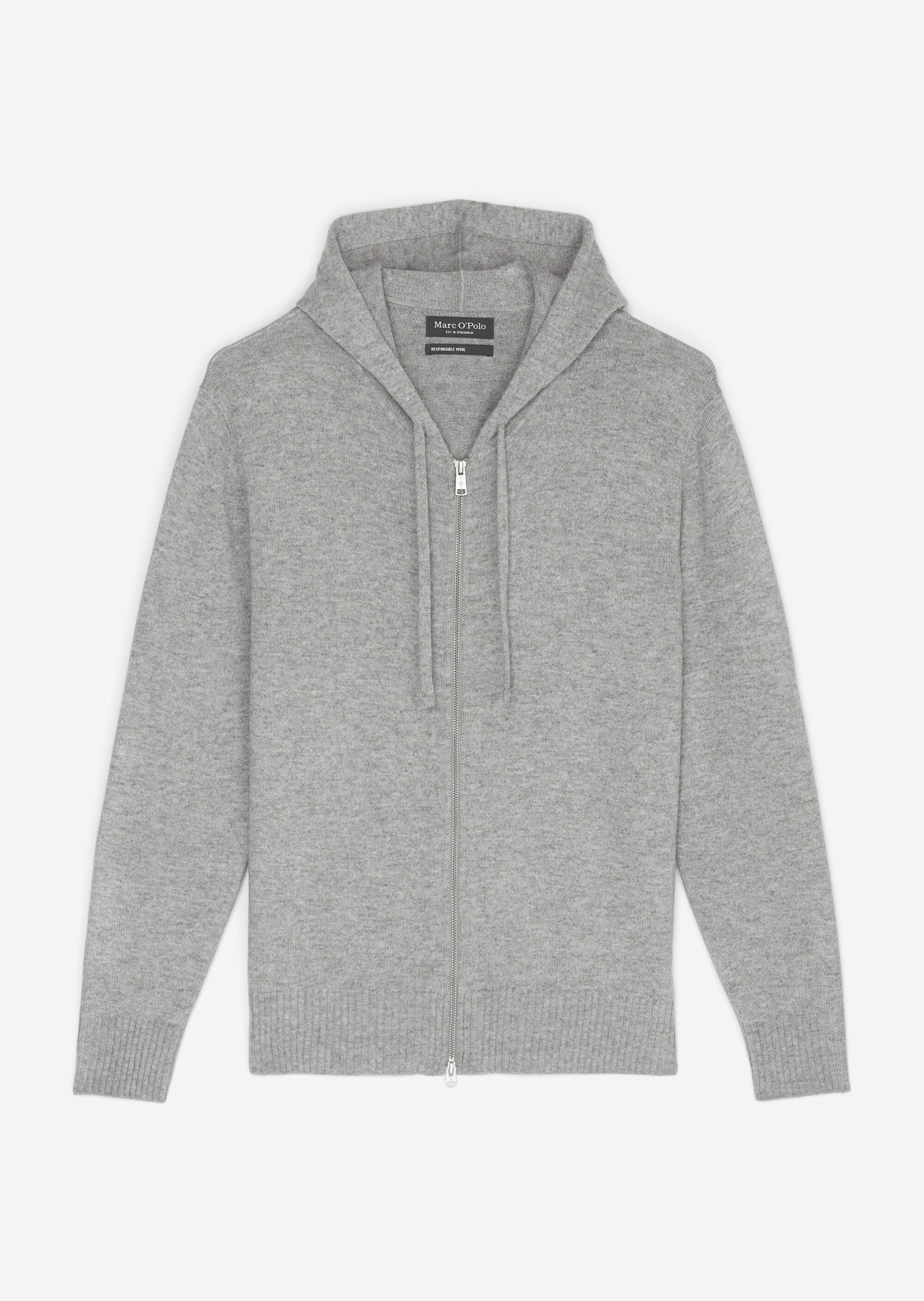 Kapuzen-Strickjacke regular aus softem Lambswool-Blend