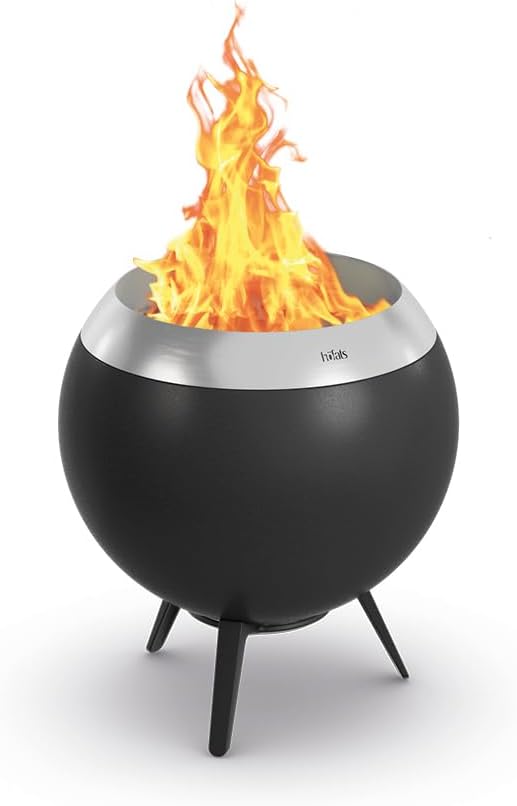 höfats - Moon 45 rauchfreie Feuerschale mit niedrigem Fuß aus Edelstahl - emaillierter raucharmer Feuerkorb mit Holzvergaser-Technologie, zweistufigen Verbrennungsprozess - Feuerstelle mit ⌀ 45 cm