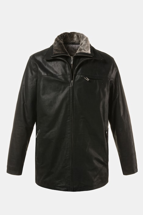 Lederjacke, Porc-Leder, Stehkragen, Webpelz Blende, Steppfutter