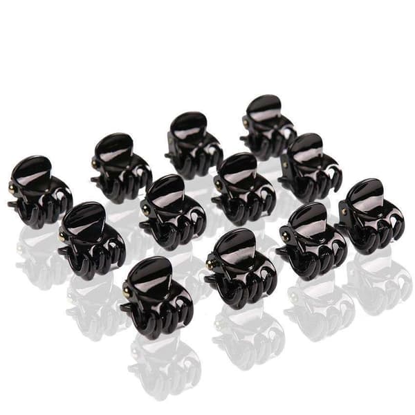 12 stk Små svarte hårspenner 15x10mm -