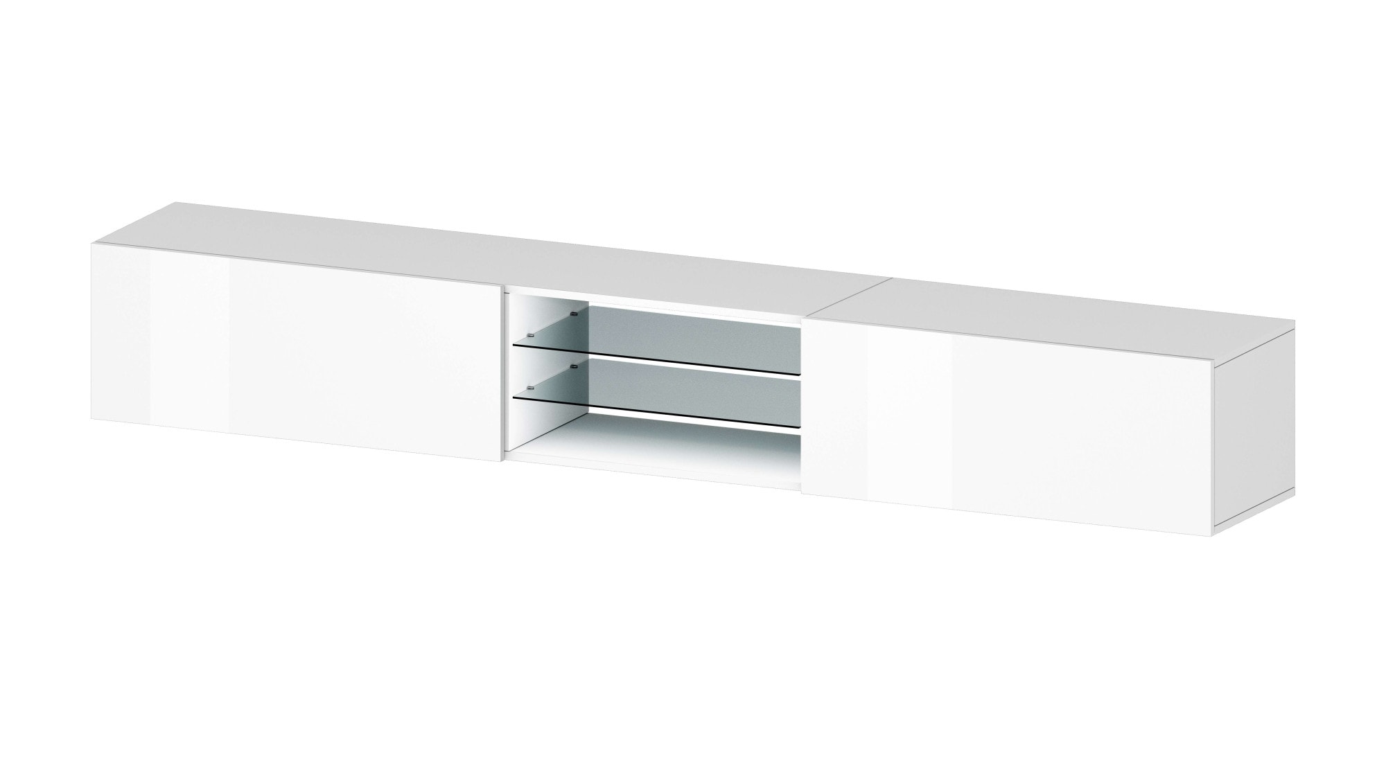 INOSIGN Lowboard »Egypt,Lowboard,TV-Kommode,TV-Möbel,TV-Bank« mit 2 Klappen, 2 Glasböden,kompl. Hochgl. lackiert (B/T/H)240x38x35 cm