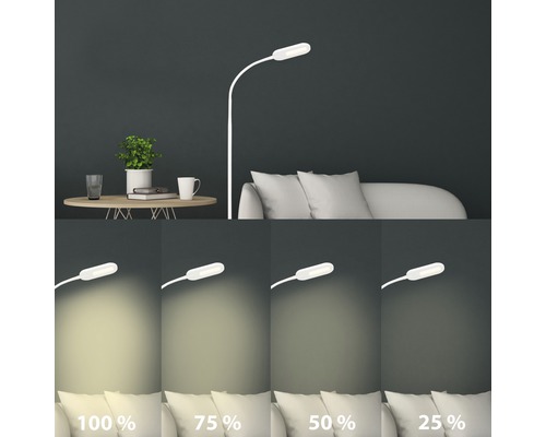 LED vloerlamp CCT 600 lm warm wit-daglichtwit H 128 cm met touchdimmer wit