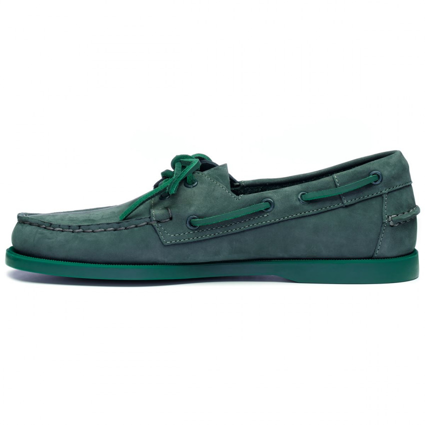 DOCKSIDES NUBUCK Indigo Green Forest-CHAUSSURES BATEAU POUR HOMME EN NUBUCK INDIGO GREEN FOREST