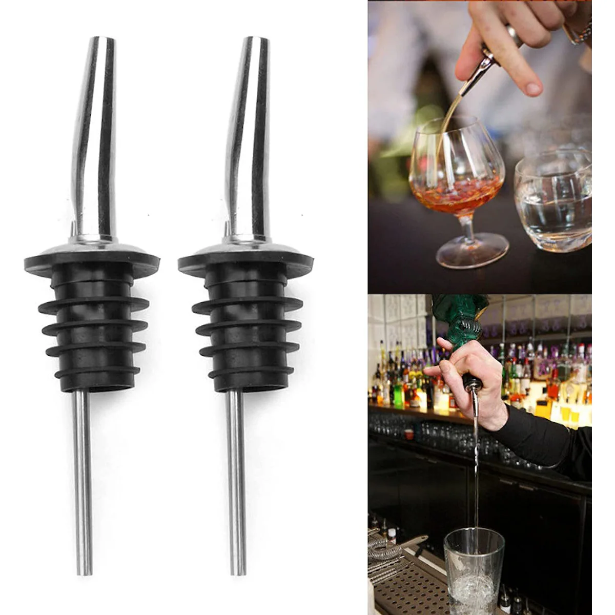 Sett for bartending med dobbel shaker i rustfritt stål, 10 redskaper