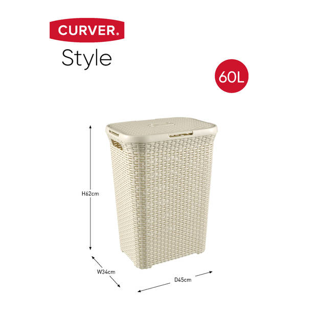 Curver Style Wasmand met Deksel - 60L - Vintage wit