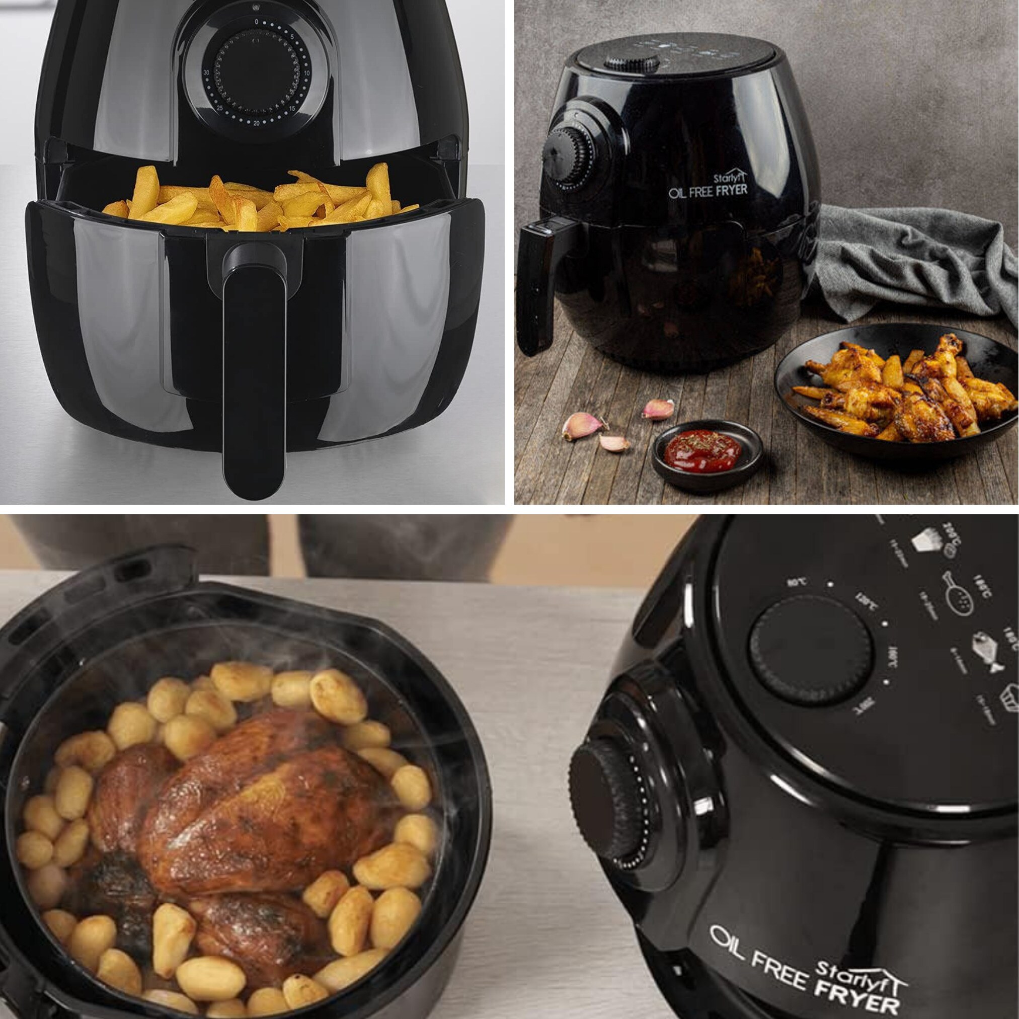 Starlyf® Heißluftfritteuse 3,8 Liter, Timer, spülmaschinenfest Oil Free Fryer