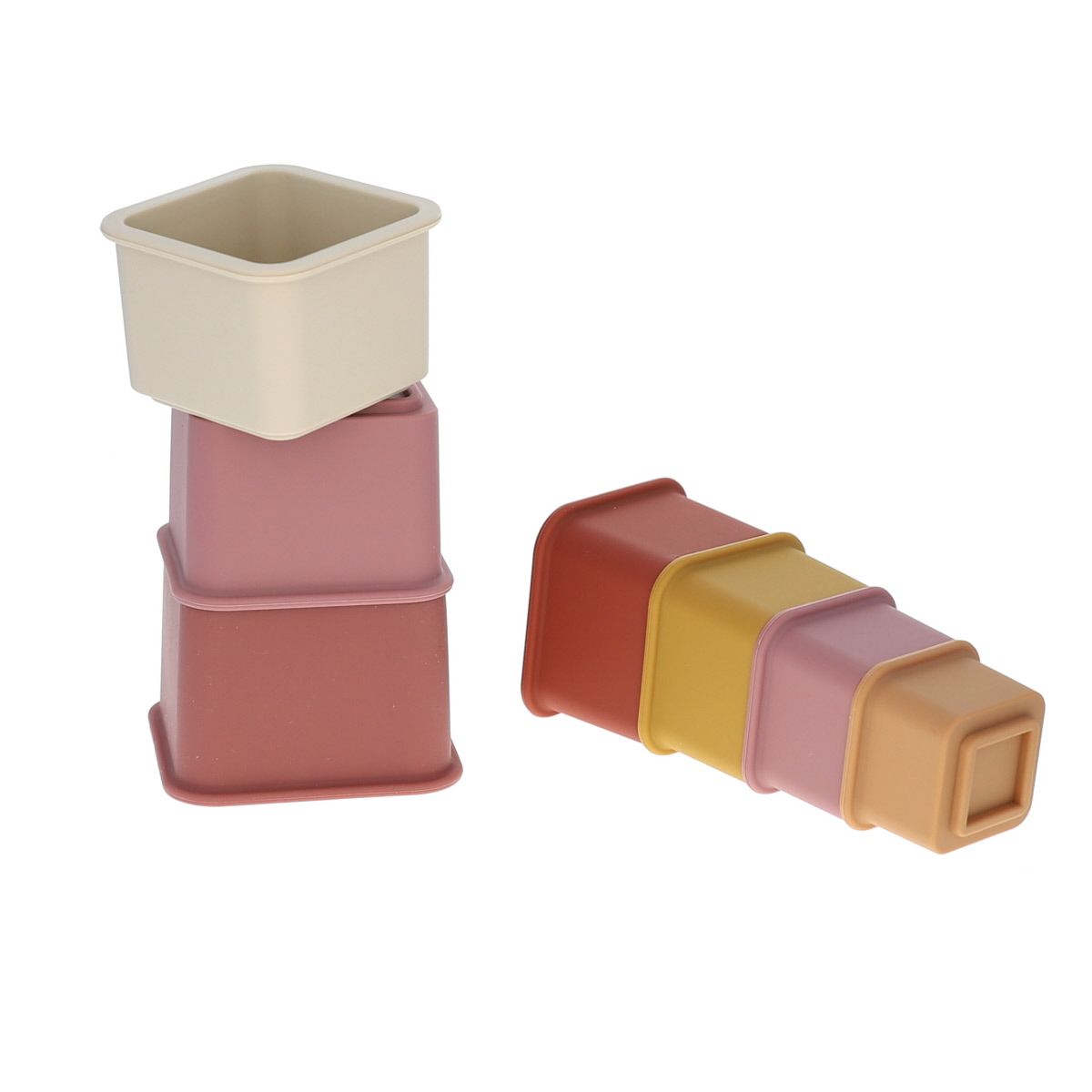 Jeu de cubes en silicone à empiler rose Amande