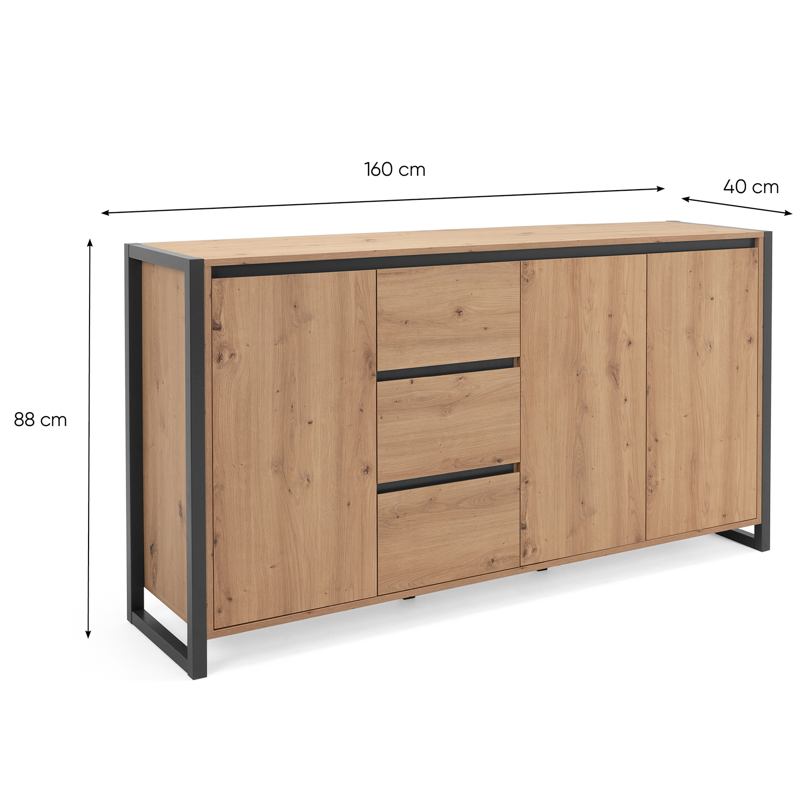 Kommode DENVER - Artisan Eiche-anthrazit - 160 cm