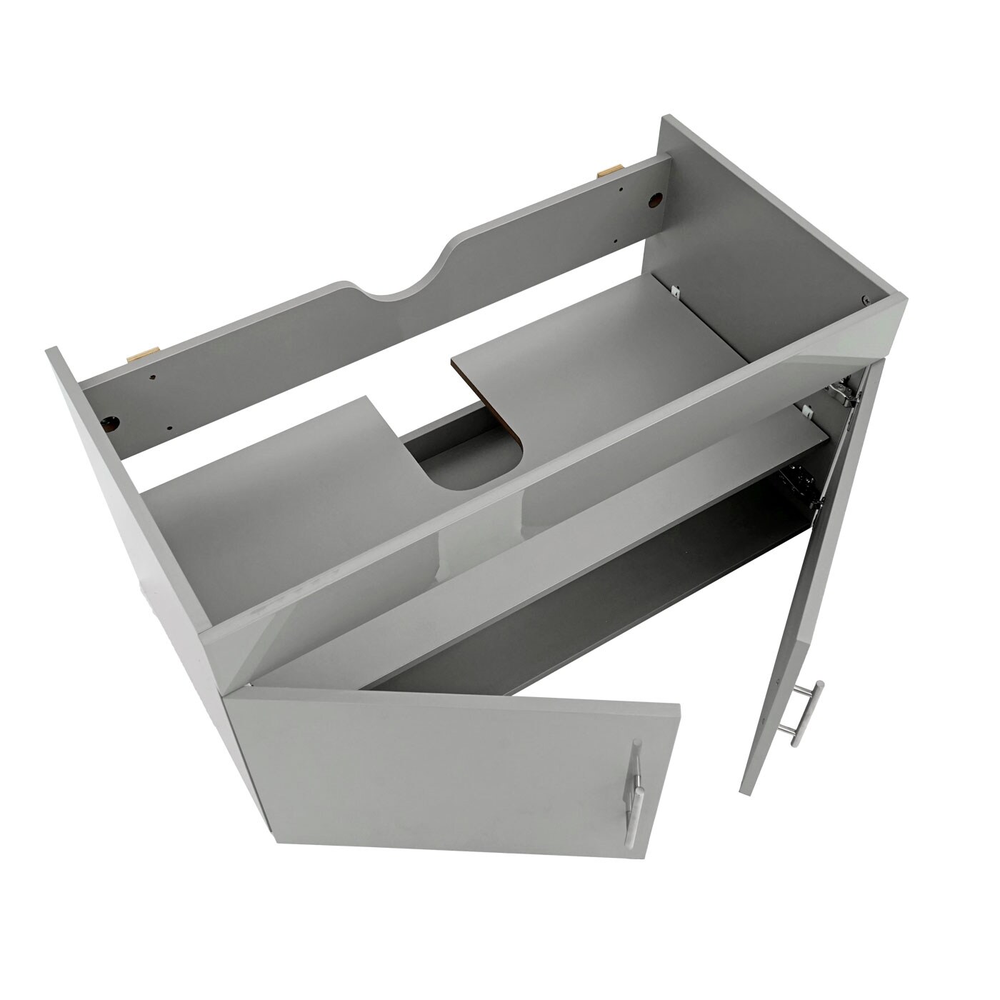 Waschbeckenunterschrank MCW-D16, Waschtischunterschrank Waschtisch Unterschrank Badmöbel, hochglanz 90cm ~ grau