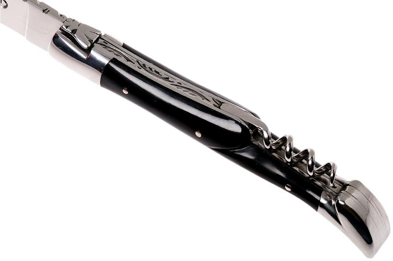 Laguiole en Aubrac 12 cm zakmes met kurkentrekker hoorn, L0312CPI-SSI1