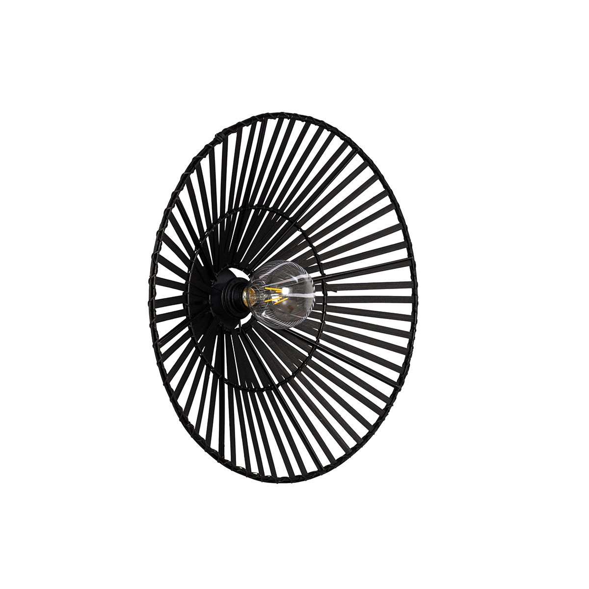 Oosterse wandlamp zwart bamboe rond - Pua