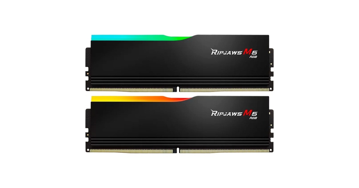 G.Skill64 GB DDR5-6000 Kit werkgeheugen  (Zwart, F5-6000J3238G32GX2-RM5RK, Ripjaws M5 RGB, XMP)