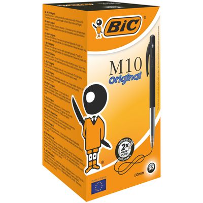 BIC M10 Clic - 50 Stylos à bille - noir - 1 mm - rétractable