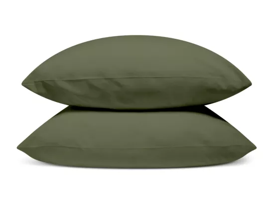 Lot de 2 Taies d'oreiller 100% Percale de coton - Kaki - 50x75cm